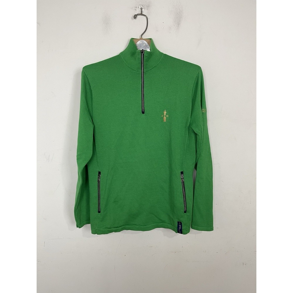 Ralph Lauren RLX Mens Sweater Medium Green Golf 1/4 Zip Preppy Old Money Amateur